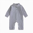 thumbnail image 2 of Gerichy Baby Boy Fall Clothes Solid Color Romper Long Sleeve Collared Button Down Jumpsuit Newborn Winter Outfit 0-18 Months, 2 of 4