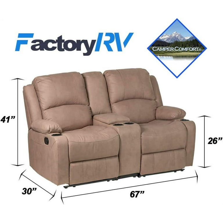 Double rv wall hugger recliner sofa with console deals