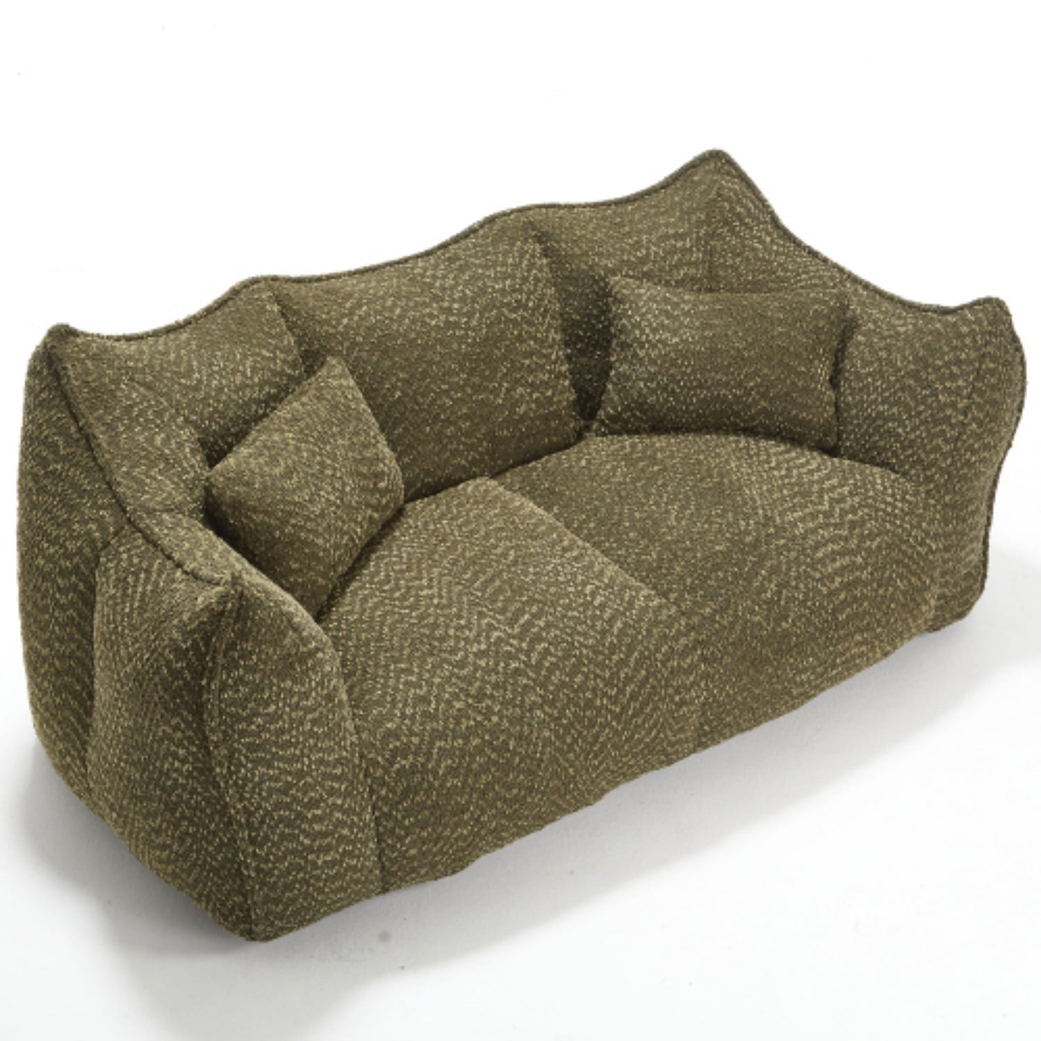 Oversized Bean Bag Chair for 2 People, Soft Chenille Square Floor Sofa with High Resilience Foam Core, Armless Lounge Recliner for Living Room, Bedroom, Gaming & Reading Room, Olive Green