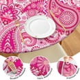 thumbnail image 4 of Pink Paisley and Floral Pattern Round Fitted Tablecloth with Elastic Edge,Dining Table Cover Waterproof,Outdoor Round Tablecloth for Camping,Dining,Indoor and Outdoor, 4 of 7
