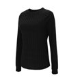 thumbnail image 3 of Black Young Adult Tops Women's Long Sleeve Tops Crewneck Basic Lightweight Fall Shirt with Thumb Holes Plus Size Tops for Women, 3 of 5