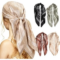 4PCS Head Scarf for Women, 35" Satin Square Hair Scarves Silk Like Scarf Bandana for Hair Wrapping at Night