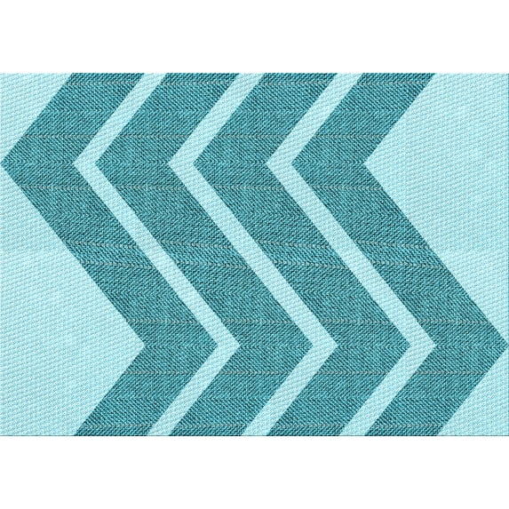 Ahgly Company Indoor Rectangle Patterned Tron Blue Area Rugs, 7' x 10'
