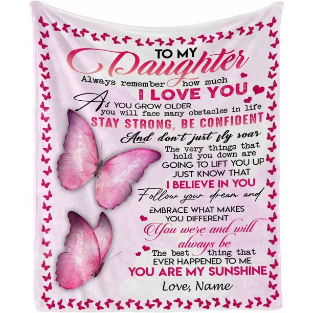 LHSHID Personalized Name Blanket Love Letter to My Daughter from Mom & Dad Always Remember How Much I Love You Soft Warm Bed Blanket Gift