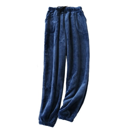 

Paille Women Lounge Pant Elastic Waist Trousers Drawstring Pajama Pants With Pockets Solid Color Sleepwear Sleep Pj Bottoms Navy Blue XL
