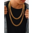 thumbnail image 4 of U7 Mens Cuban Necklace 14K Gold Plated Miami Curb Link Chain 9mm 30inch Stainless Steel Necklace Hip Pop Jewelry Gift, 4 of 8