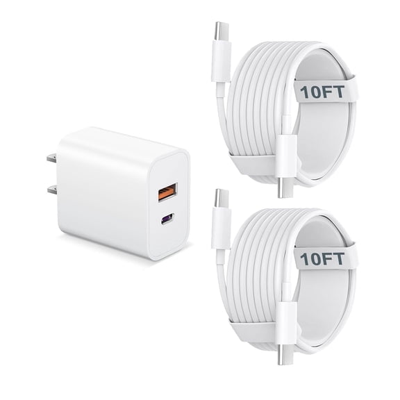 USB C Charger for Phone 16 Charger Fast Charging, Dual Port PD Power Adapter Wall Charger Block with 10Ft Type C Cable for Phone 16/16 Pro/16 Pro Max/16 Plus/15/15 Pro/15 Pro Max/15 Plus