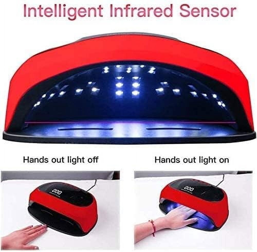 UV LED Nail Lamp, 72W Nail Curing Lamps for Home & Salon, Led Nail Dryer for Gel Polish with Automatic Sensor/4 Timer Setting, Professional Nail Art Tools for Fingernail and Toenail Nail (A)