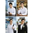 thumbnail image 6 of HISDERN White Button Down Shirts for Men Long Sleeve Basics Dress Shirt Regular Fit Formal Business, 6 of 13