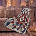 thumbnail image 5 of Vintage Patchwork Floral Medallion Plaid Comfort, Festive autumn celebration Scene, Warm Flannel Blanket for Ranch House and Living Room, Art Lovers autumn celebration Gift, Festive Home Decor, 5 of 7