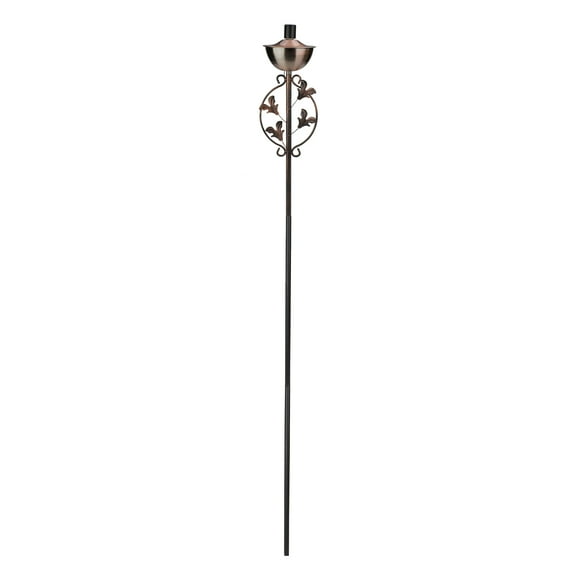 Northlight 64.5" Floral Motif Garden Oil Lamp Outdoor Patio Torch - Brushed Copper