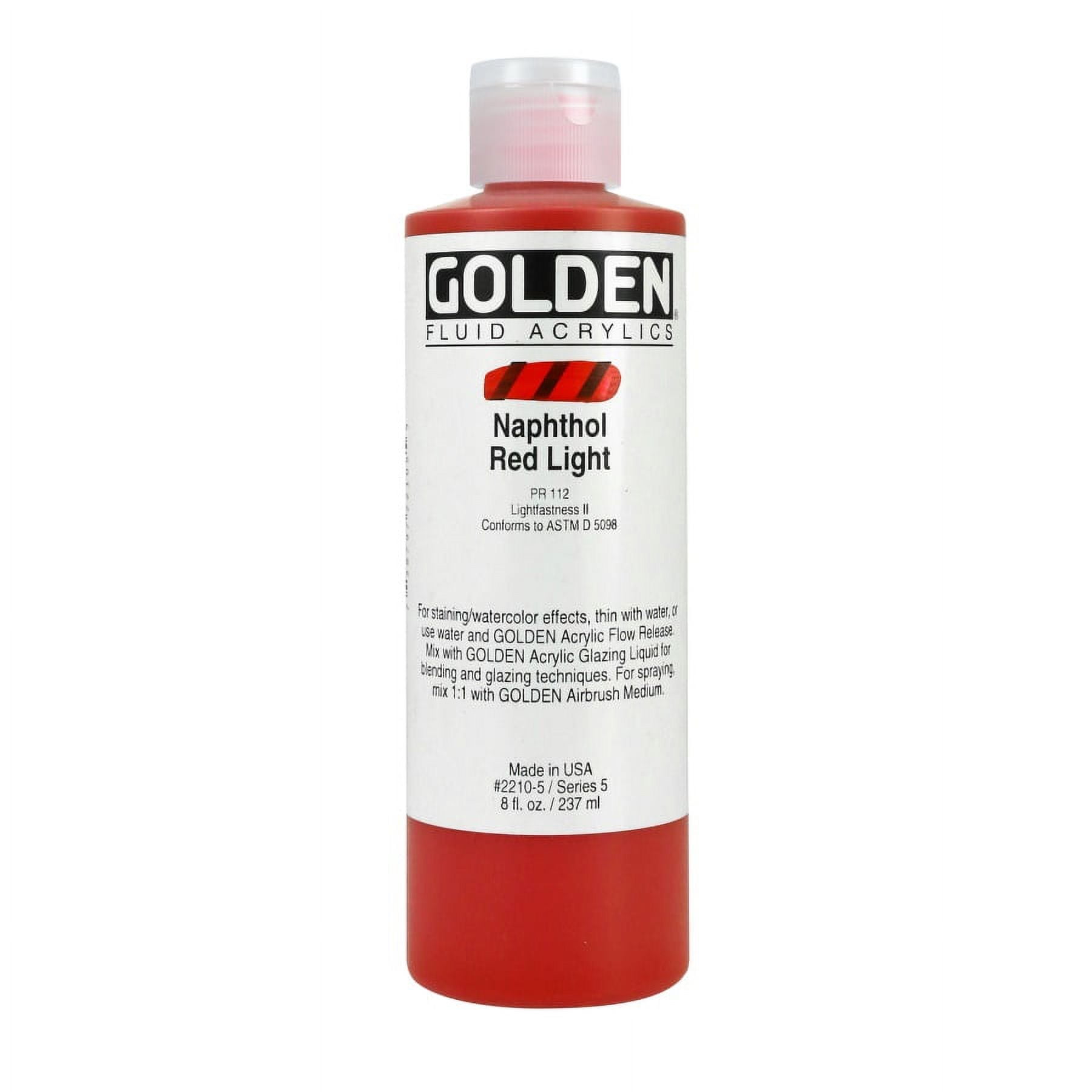 Golden Fluid Acrylics - Naphthol Red Light, 8 oz bottle