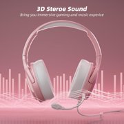 Cherry Blossom Stereo Gaming Headset for PS4/PS5/Xbox/PC/Mac/Switch, RGB Gradient Light Wired Gaming Headphones with Mic, Surround Sound Bass, Soft Memory Earmuffs for Kids & Girls/Women