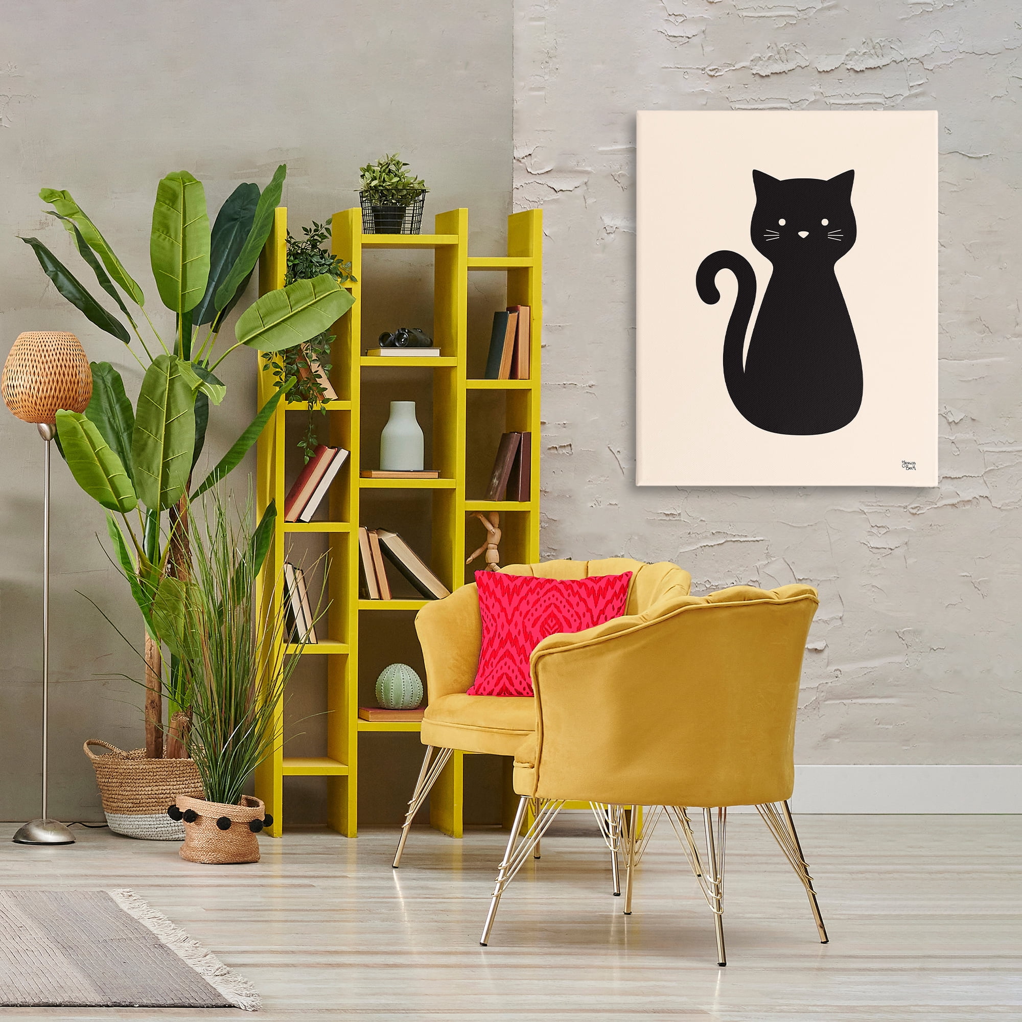 Stupell Industries Feline Grace Black Cat Animals Painting Wrapped Canvas Art Print Wall Art, 30 x 40