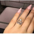 thumbnail image 3 of Bluebelljewels 2Ct Round Diamond 14K Rose Gold Plated Queens Crown Ring Bridal Set, 3 of 3