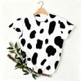 thumbnail image 5 of Women's Crew Neck Cow Print Short Sleeve T‑Shirt, Casual Loose Fit Tee Top, 5 of 6