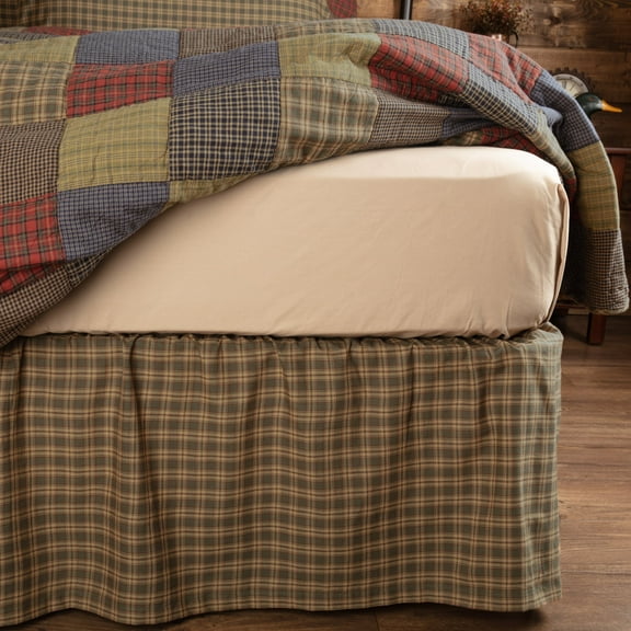 VHC Brands Ridge Bed Skirt, King, Cedar Green