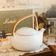 thumbnail image 5 of ZENS Japanese Teapot with Infuser, 27oz Modern Matte White Ceramic Loose Leaf Tea Pot with Bentwood Handle for Gift, 5 of 6