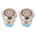 thumbnail image 1 of 2 uds interruptor de botón pulsador 4 pines 19mm cabeza plana redonda carcasa de acero inoxidable con luz IP65 12-24VDC, 1 of 8
