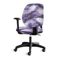 thumbnail image 2 of FKELYI Marble Texture Purple Print Office Chair Slipcover 2 Piece Desk Chair Cover Removable Computer Chair Protective Cover Rotating Swivel Chair Slipcover for Office Worker, 2 of 7