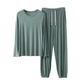 thumbnail image 2 of jobturf Plus Size Pajamas for Men Set Loose Fit Plain Lounge Sets Long Sleeve Shirt and Jogger Pants Summer Sleepwear 2 Piece Outfits L-5XL, 2 of 5