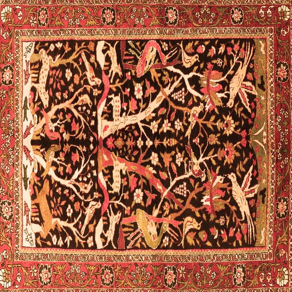 Ahgly Company Indoor Square Animal Orange Traditional Area Rugs, 8' Square