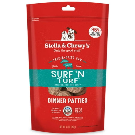 Stella & Chewy's Surf 'N Turf Beef & Salmon Dinner Patties Grain-Free Freeze-Dried