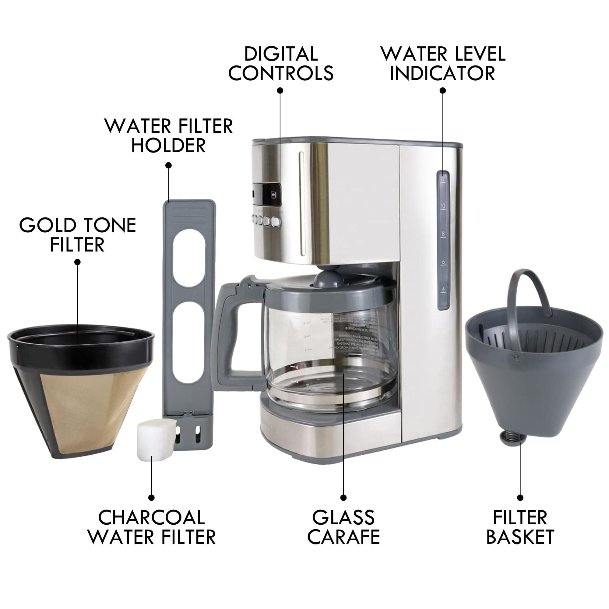 Kenmore Aroma Control 12-Cup Programmable Coffee Maker with Strong Brew Selector, Stainless steel
