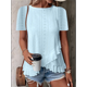 thumbnail image 5 of Blusas de Verano con Ojales para Mujer 2025, Blusas Asimétricas de Moda para Verano, Blusas de Color Liso para Salir, Azul XL, 5 of 6