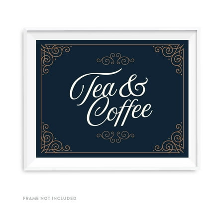 - Navy Blue Art Deco Vintage Party Signs, Tea & Coffee Reception Dessert Table Sign, 8.5x11-inch