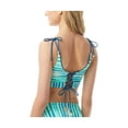 thumbnail image 4 of VINCE CAMUTO Women's Blue Striped Stretch Removable Cups Lined Tie Reversible Deep V Neck Swimsuit Top L, 4 of 5