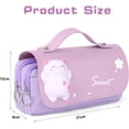 thumbnail image 2 of Estuche para lápices con 3 compartimentos, estuche para lápices para niñas, color morado, bolsa de papelería, 2 of 6