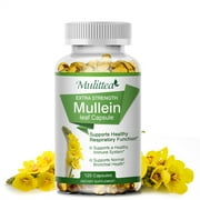 كبسولات Mulittea Natural Mullein Leaf المكمل العشبي لتطهير الرئة ، يدعم وظيفة الجهاز التنفسي الصحي ، 120 كبسولة