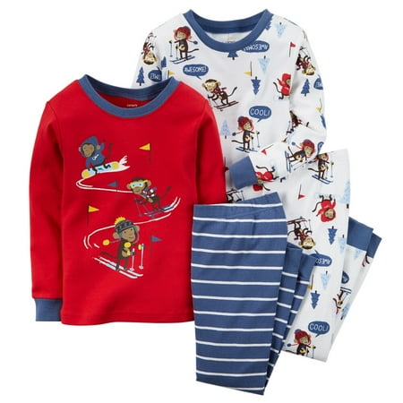 

Carters Baby Clothing Outfit Boys 4-Piece Snug Fit Cotton PJs Ski Monkey