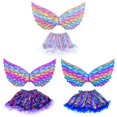thumbnail image 1 of Conjunto de falda arcoíris con alas de unicornio para fiesta infantil, accesorios para vestido de fiesta de cumpleaños de princesa, 1 of 5