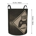 thumbnail image 4 of DouZhe Waterproof Collapsible Large Laundry Baskets, Retro Gaming Area Warning Prints Circular Hamper with Handles, 4 of 7