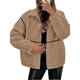 thumbnail image 1 of Abrigo de Mujer Informal con Solapa, Cremallera , Forro , Larga, Corte Oversize, Cálido, Ideal para el Invierno, con Bolsillos Caqui L, 1 of 7