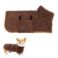 thumbnail image 1 of Toalla de baño para secado de perros, material de microfibra, albornoz absorbente de secado rápido para perros, higroscópico de secado rápido para mascotas, cuello y cintura ajustables, 1 of 5