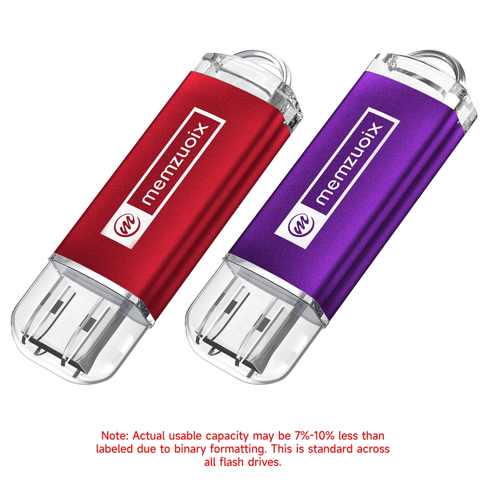 memzuoix 2 Pack 64GB Mini Flash Drives USB 3.0 Gaming Thumb Jump Drive Bulk Memory Stick for Laptop PC Data Storage Backup，Red&Purple