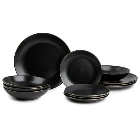 

Thyme & Table Dinnerware Black Onyx Stoneware 12 Piece Set