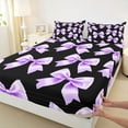 thumbnail image 3 of Feelyou Black Purple Bow Full Size Sheets, Fashion Princess Style Bed Sheets, 4 Pieces, 3 of 7
