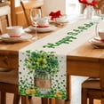 thumbnail image 5 of St. Patrick's Day Table Runner - 48 Inch Long Farmhouse Green Lucky Clovers Coin Cotton and Linen Blended Dress Scarves Farmhouse Table Runner for Kitchen Dining, Coffee Table, 13" x 48", 5 of 8