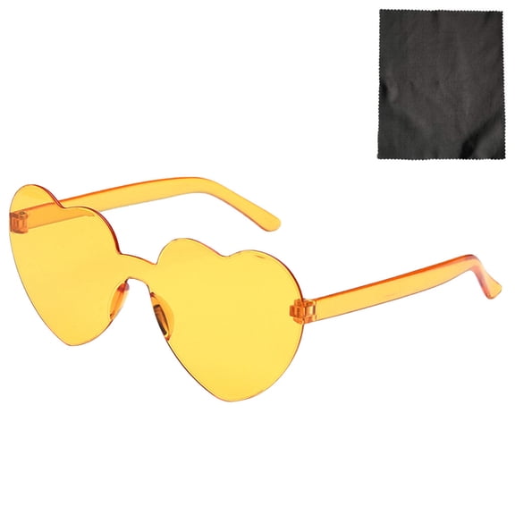 Heart Shaped Sunglasses for Women, Colorful Transparent Heart Frame Sun Glasses, Trendy Fashion Shades for Party, Festival, Vacation, Outdoor, Lightweight Comfort Fit, Orange