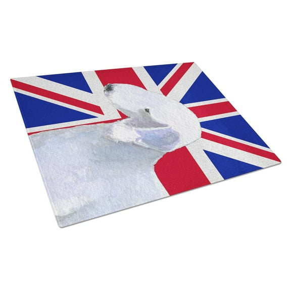 Caroline's Treasures Bedlington Terrier with English Union Jack British Flag Glass Cutting Board Large Size