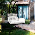 thumbnail image 6 of FKS LIFE Rattan Double Wicker Swing Egg Chair Hammock with Stand, UV Resistant Cushions, for Patio, Garden, 6 of 7