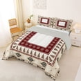 thumbnail image 2 of jejeloiu Cabin Snowflake Full Size Comforter Sets,Lodge Pattern Bedding Comforter Set For Boys,Beige Red,Light Gray Reversible,3 Pieces,1 Comforter and 2 Pillowcases, 2 of 7