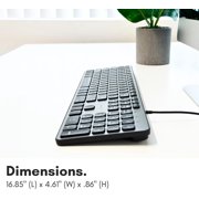 Macally Wired Keyboard for Mac with USB Hub (2X USB-A / 1x USB-C) - Space Gray