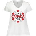 thumbnail image 3 of Inktastic Happy Canada Day- maple leaf circle Women's Plus Size V-Neck T-Shirt, 3 of 5