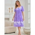 thumbnail image 5 of PinkBeautiM Nightgown for Women Button Short Sleeve House Dresses with Pockets, 5 of 6