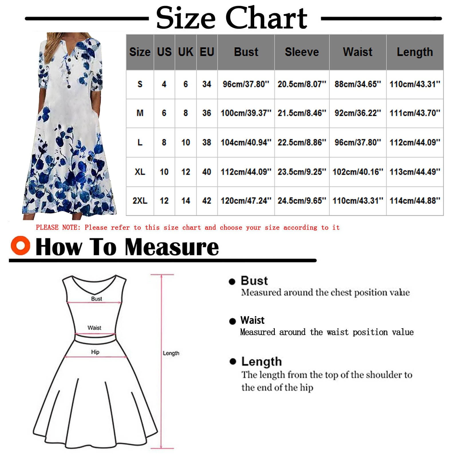 BEEYASO Clearance Summer Dresses for Women Elbow-Length Knee Length Holiday  A-Line Printed V-Neck Dress Blue S 